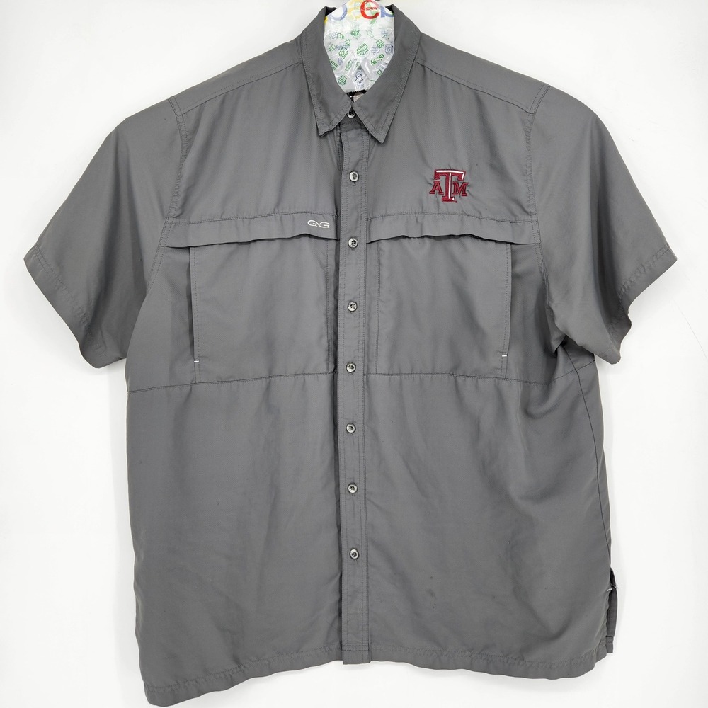 Texas A&M Aggies Shirt‎ Mens 3X GameGuard Button Up Gray Vented Outdoors